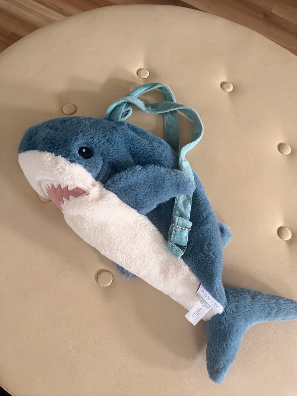 Plush Shark Backpack - Blue & White